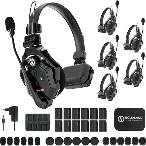 Hollyland Solidcom C1-6S Full-Duplex Wireless  Intercom System with 6 Headsets